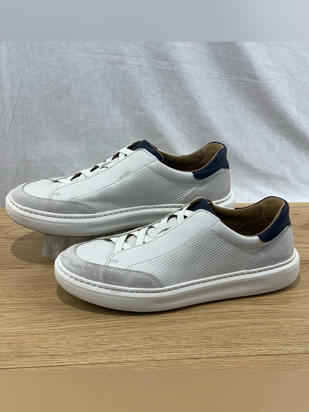 Johnston & Murphy Anders Men White Leather Suede Lace-To-Toe Sneakers Shoes Sz 9